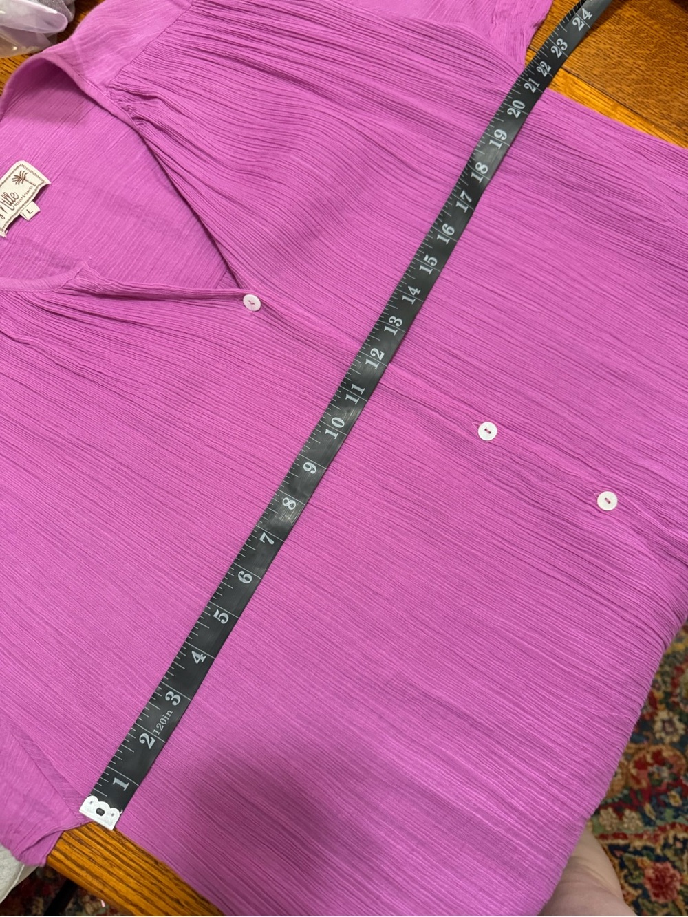 Mille | Resort & Travel Lightweigth Crinkled Cotton Button Down, Magenta Pink - Picture 8 of 8